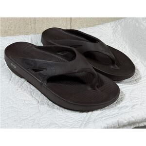 OOFOS Men 12 Brown OOahh Recovery Slide Sandals Slip On Beach Pool Flip Flops